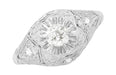 Ridgebury Platinum Domed Vintage Diamond Engagement Ring - Old Mine Cut Diamond in a Buttercup Setting - R1048