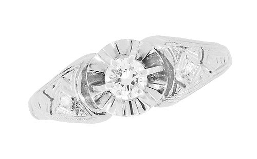 Kensley Art Deco Buttercup Vintage Diamond Engagement Ring in Platinum - Item: R1049 - Image: 4