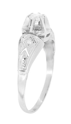 Kensley Art Deco Buttercup Vintage Diamond Engagement Ring in Platinum - alternate view