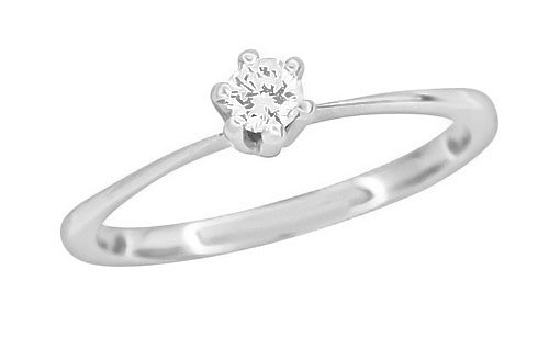 Mid Century Vintage 1960's Solitaire High Set Diamond Engagement Ring in Platinum - Item: R1050 - Image: 2