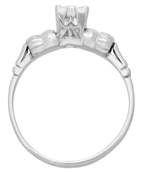 Retro Moderne Bows 1950's Vintage Solitaire Diamond Engagement Ring in Platinum | 0.33 Carat - Item: R1052 - Image: 4