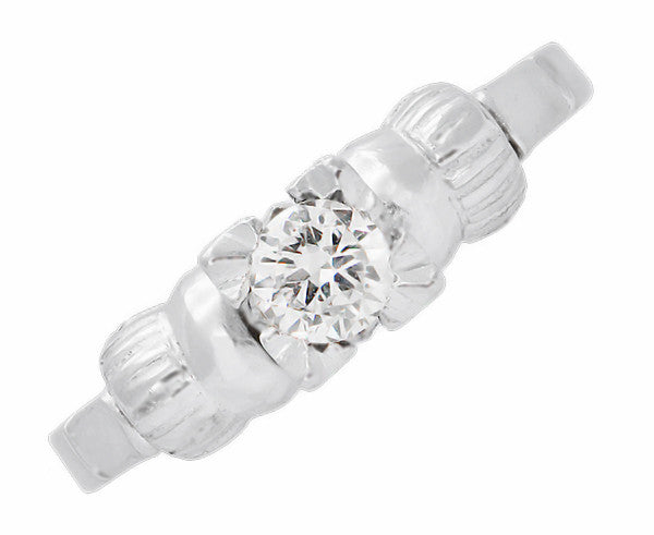 Retro Moderne Bows 1950's Vintage Solitaire Diamond Engagement Ring in Platinum | 0.33 Carat - Item: R1052 - Image: 5