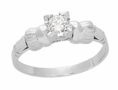Retro Moderne Bows 1950's Vintage Solitaire Diamond Engagement Ring in Platinum | 0.33 Carat - alternate view