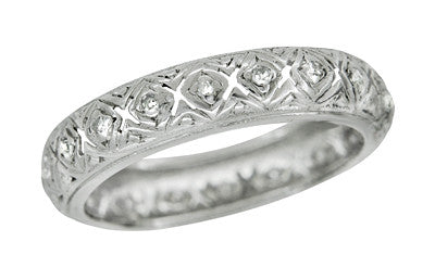 Litchfield Art Deco Vintage Platinum Filigree Diamond Wedding Ring - Size 5.75
