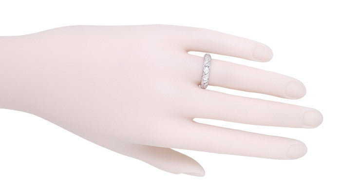 Salem Art Deco Vintage Scrolls Diamond Wedding Ring in Platinum - Size 6.5 - Item: R1089 - Image: 2