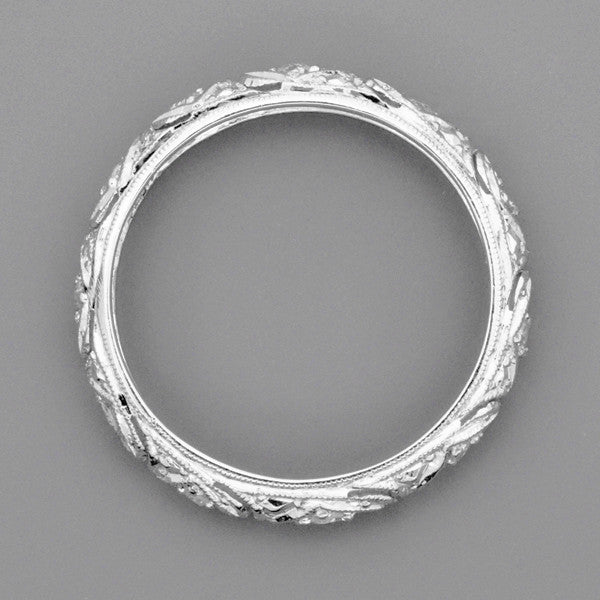 Art Deco Granby Antique Scrolls Platinum and Diamond Wedding Ring - Size 6 3/4 - Item: R1096 - Image: 4