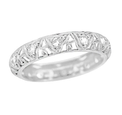 Art Deco Devon Antique Filigree Diamond Wedding Ring in Platinum - Size 6