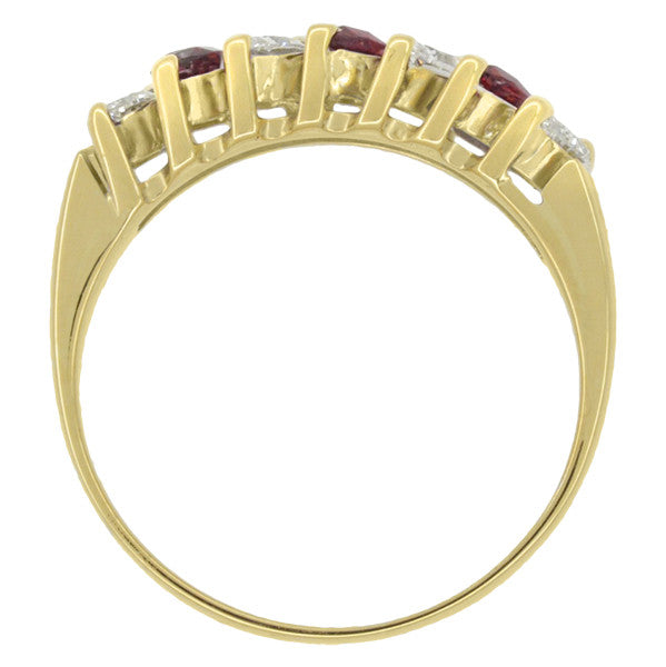 Marquise Ruby and Diamonds Estate Anniversary Band in 18 Karat Yellow Gold - Item: R1107 - Image: 5