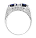 Art Deco Filigree Blue Sapphire Loving Duo Trillion Ring in Sterling Silver
