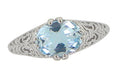Edwardian Filigree 1.30 Carat Oval Blue Topaz Promise Ring in Sterling Silver