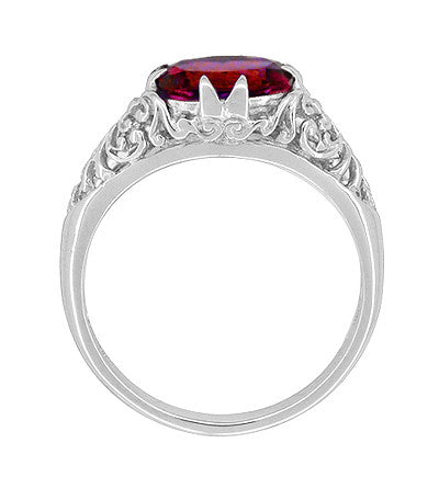 Filigree Edwardian Oval Ruby Promise Ring in Sterling Silver | 1.70 Carats - Item: R1125R - Image: 3
