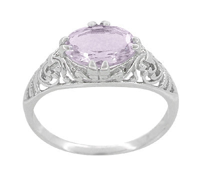 Edwardian Oval Rose de France Filigree Promise Ring in Sterling Silver - Item: R1125RF - Image: 4