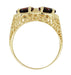 Art Deco Filigree Almandine Garnet Loving Duo Ring in 14K Yellow Gold
