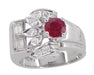 1940's Vintage Style Retro Moderne Ruby Ring in 14 Karat White Gold