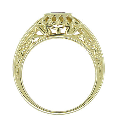 Art Deco Egyptian Motif Filigree Garnet Ring in 14 Karat Yellow Gold - Item: R1152 - Image: 4
