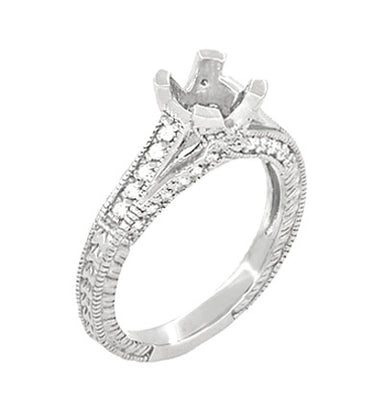 X & O Kisses Platinum 1 Carat Diamond Engagement Ring Semimount - alternate view