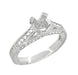 Antique Inspired Platinum X & O Kisses 3/4 Carat Round Diamond Engagement Ring Setting