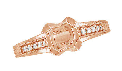 14K Rose Gold X & O Kisses Engagement Ring Setting for a Round 3/4 Carat Diamond - Item: R1153R75 - Image: 5