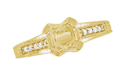 Yellow Gold X & O Kisses 1 Carat Round Diamond Engagement Ring Setting - Item: R1153Y1K14 - Image: 5