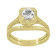 14 Karat Yellow Gold Art Deco Engraved Wheat Contoured Thin Wedding Ring