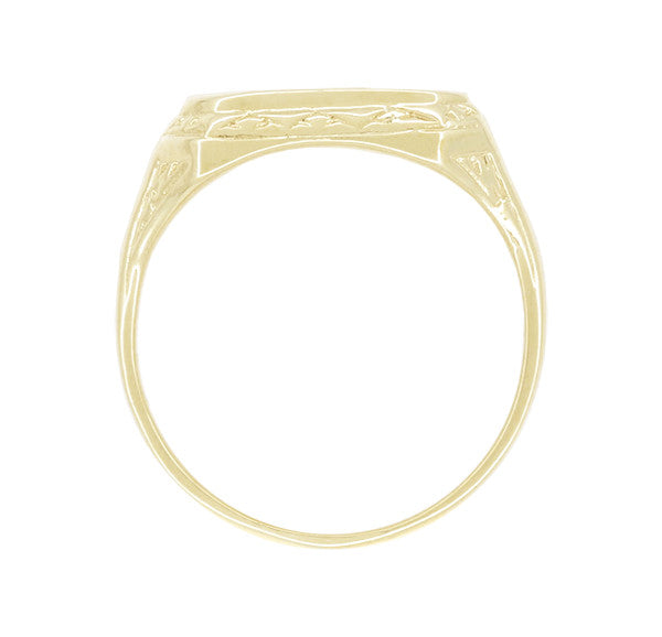 Vintage Style Victorian Rectangle Seal Signet Ring for Men in 14 Karat Yellow Gold - Item: R1169Y - Image: 2