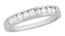 Allendra 1980's Vintage Platinum Diamond Wedding Ring with Channel Set Round and Baguette Diamonds