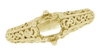 Filigree Flowing  Scrolls Engagement Ring Setting for a 3/4 Carat Diamond in 14 Karat Yellow Gold - Item: R1196Y - Image: 5