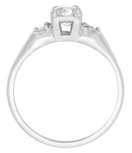 Delano Mid Century Modern 0.57 Carat Vintage Old Mine Cut Diamond Engagement Ring in 14 Karat White Gold - Item: R1197 - Image: 5