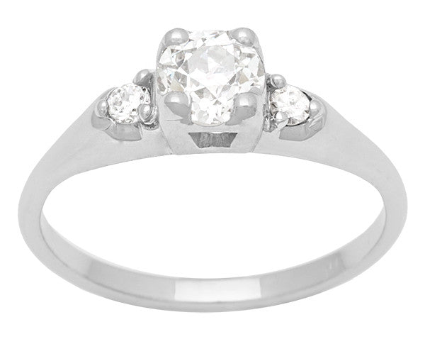 Delano Mid Century Modern 0.57 Carat Vintage Old Mine Cut Diamond Engagement Ring in 14 Karat White Gold - Item: R1197 - Image: 2