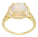 Yellow Gold Cabochon Round Opal Ring with Halo Side Diamonds - 2.60 Carat Opal - Grisey's Ring