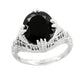 Art Deco Filigree Oval Black Onyx Ring in 14 Karat White Gold