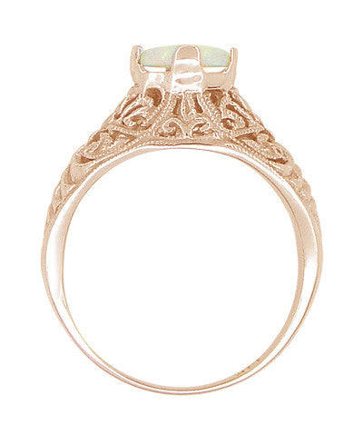 Opal Filigree Ring in 14 Karat Rose ( Pink ) Gold - Item: R137RO - Image: 4