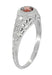 Art Deco Engraved Rhodolite Garnet and Diamond Filigree Engagement Ring in 14 Karat White Gold