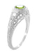 Art Deco Engraved Peridot and Diamond Filigree Ring in White Gold