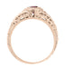 Art Deco Rhodolite Garnet and Diamonds Engraved Filigree Engagement Ring in 14 Karat Rose ( Pink ) Gold