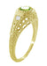 1920's Art Deco Yellow Gold Peridot and Diamond Filigree Engagement Ring