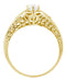 Yellow Gold Art Deco Hexagon White Sapphire Filigree Engagement Ring