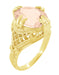 Art Deco Filigree 4.50 Carat Oval Morganite Statement Ring in 14 Karat Yellow Gold