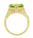 Art Deco Filigree Yellow Gold Large Oval Peridot Statement Ring - 5.5 Carats