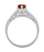 Art Deco Almandine Garnet and Diamond Filigree Artisan Engagement Ring in 14 Karat White Gold