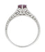 1920's Design Art Deco Raspberry Rhodolite Garnet and Diamond Filigree Engagement Ring in Platinum