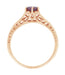 Rose Gold Art Deco Raspberry Rhodolite Garnet and Diamond Filigree Engagement Ring