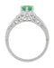 Antique Deco Style Filigree Spearmint Green Tourmaline and Diamond Engagement Ring in 14 Karat White Gold