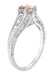 Art Deco Antique Style Morganite and Diamond Filigree Engagement Ring in 14 Karat White Gold