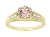 Art Deco 14K Yellow Gold Antique Style Morganite and Diamond Engagement Ring