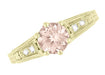 Art Deco 14K Yellow Gold Antique Style Morganite and Diamond Engagement Ring