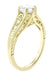 1920's White Sapphire Filigree Engagement Ring in 14 Karat Yellow Gold