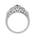 Art Deco Engraved Ruby Engagement Ring in Platinum - Low Profile Vintage Design