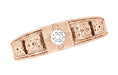Art Deco Filigree Engraved Diamond Engagement Ring in 14 Karat Rose Gold