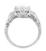 Art Deco Engraved Filigree White Sapphire Engagement Ring in 14 Karat White Gold